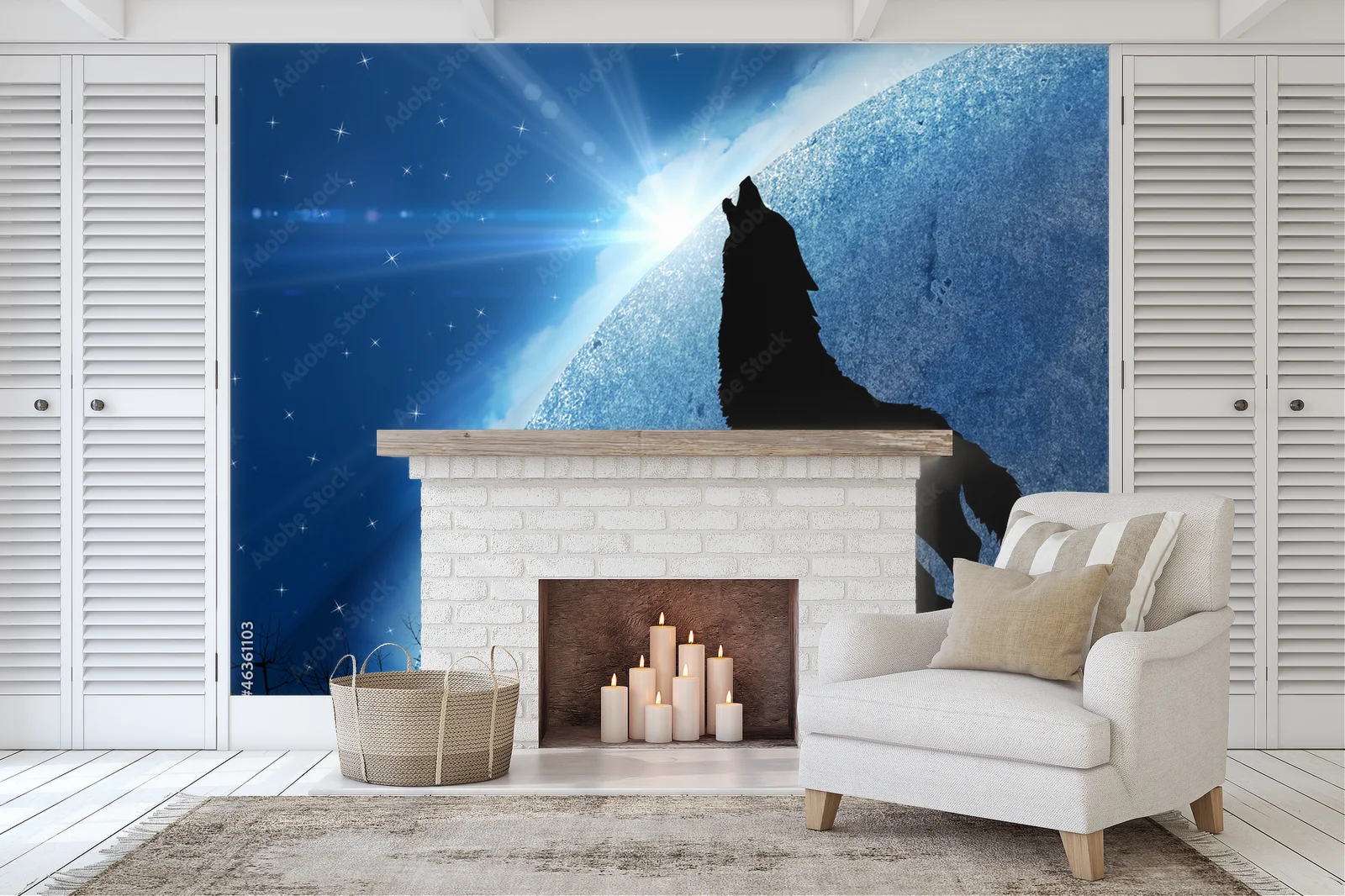 Wolf w księżycowej symfonii nocnego nieba