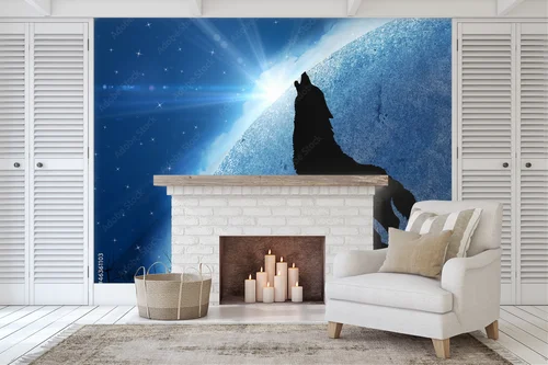 Wolf w księżycowej symfonii nocnego nieba