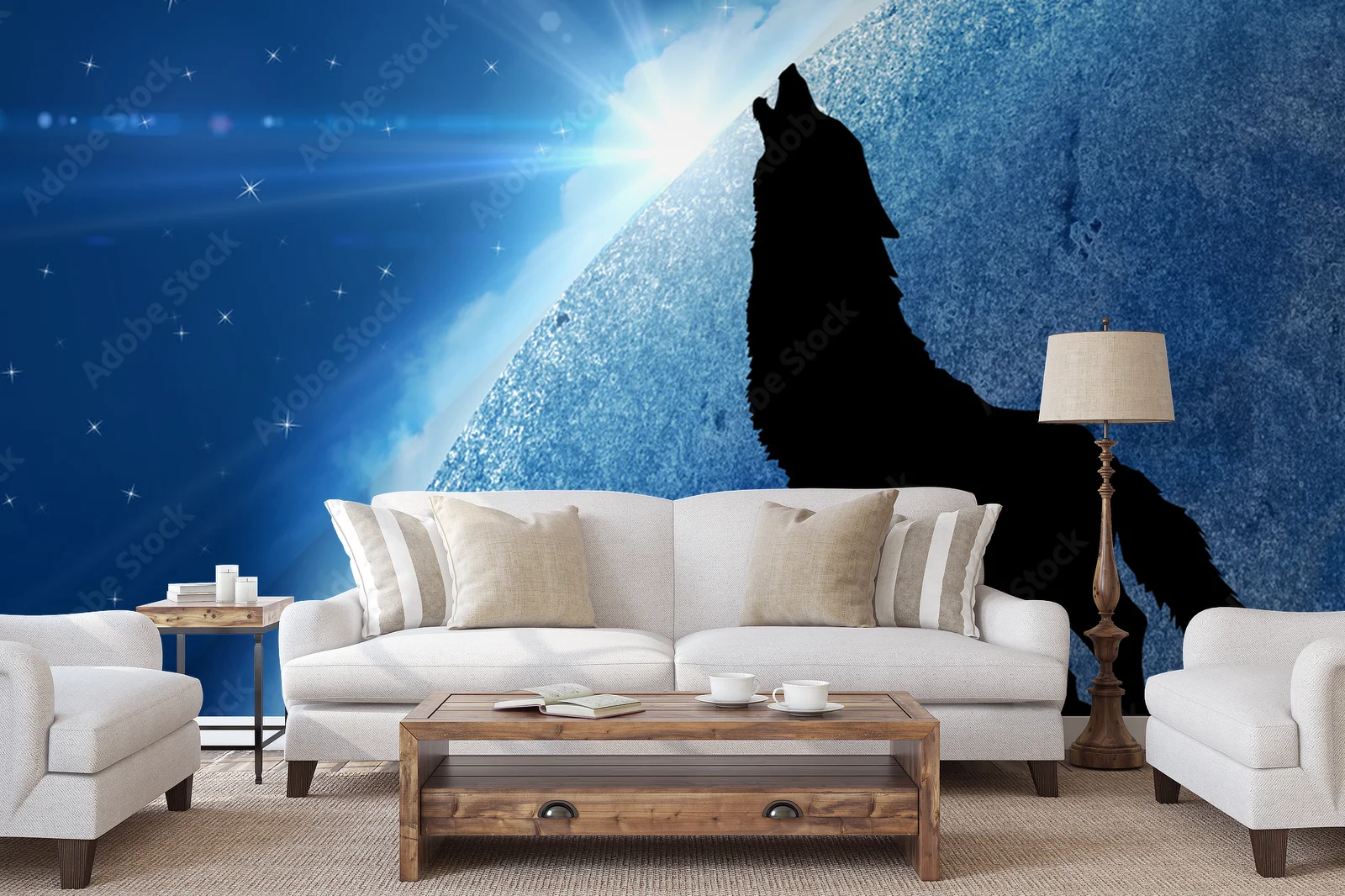 Wolf w księżycowej symfonii nocnego nieba