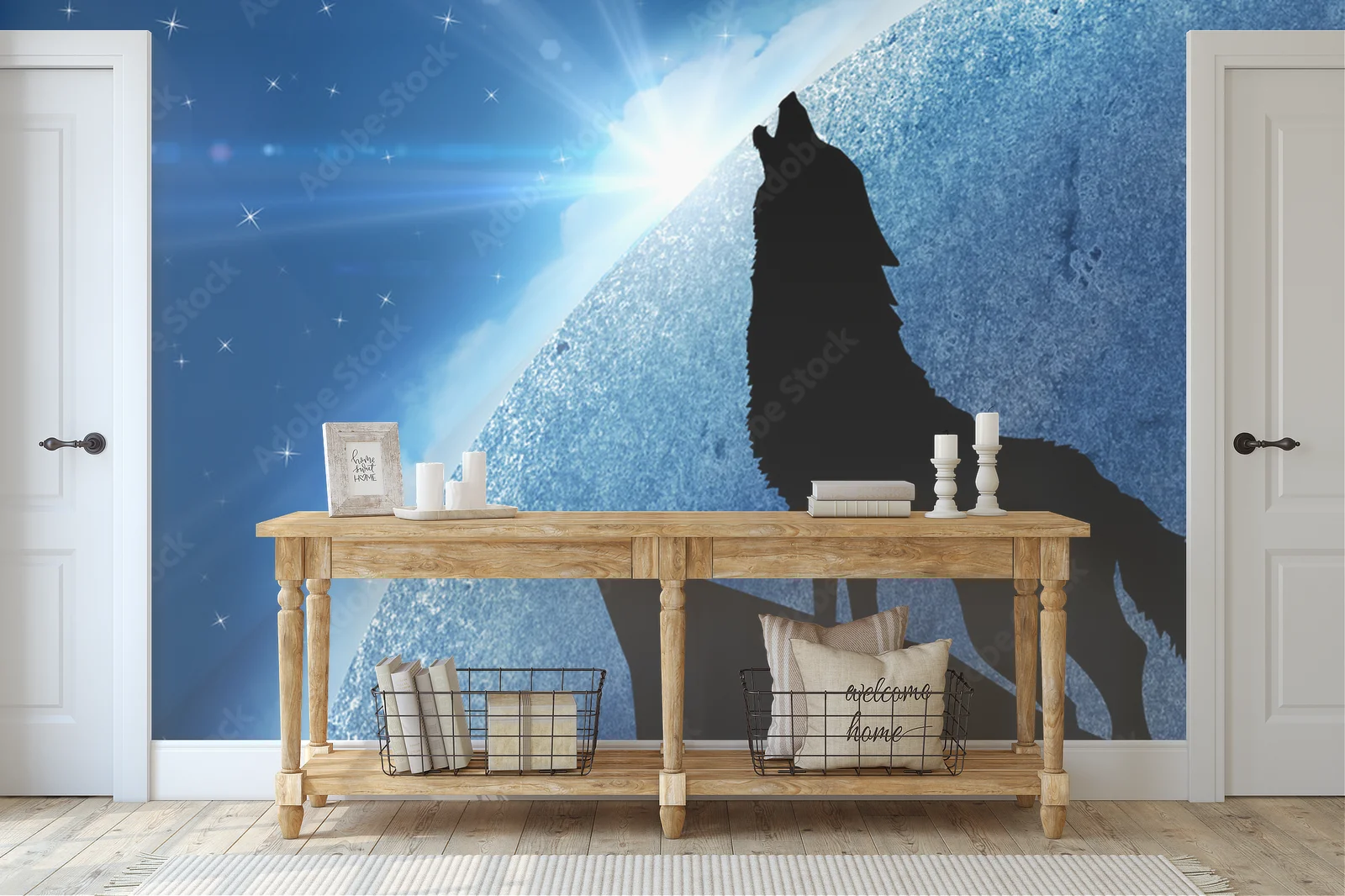Wolf w księżycowej symfonii nocnego nieba