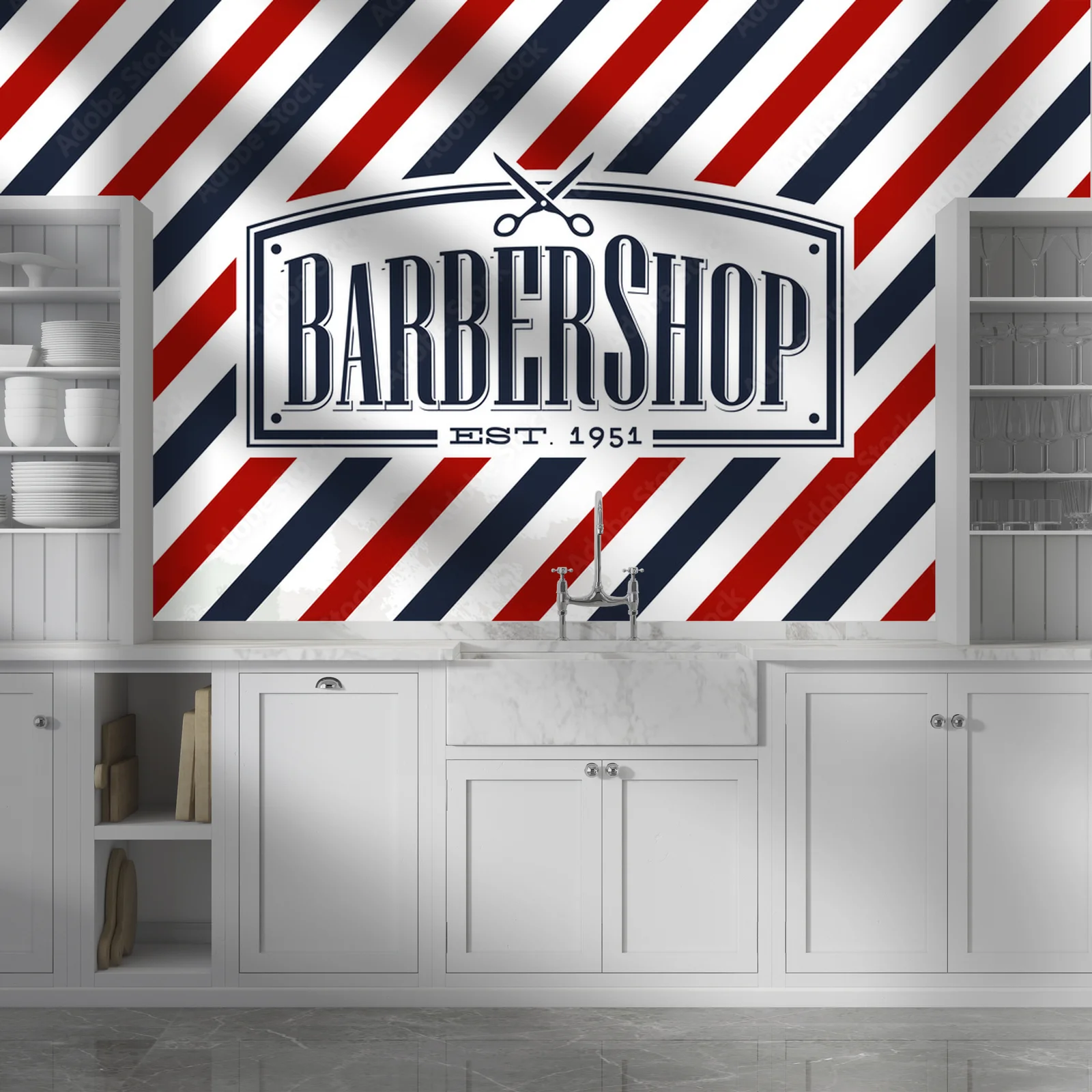 Elegancka nostalgiczna aranżacja w barbershopie