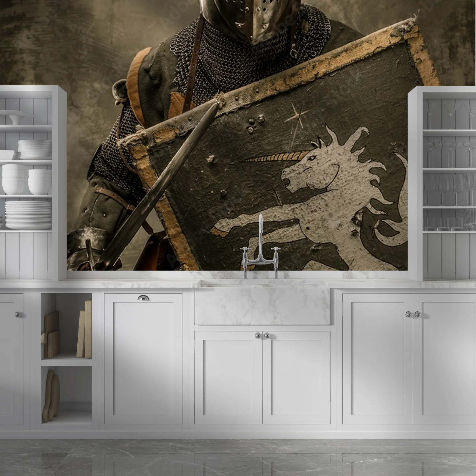 Medievalny rycerz w potężnej odsłonie