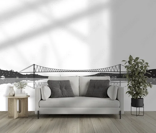 Silhouette Mostu Bosforu w monochromatycznej elegancji