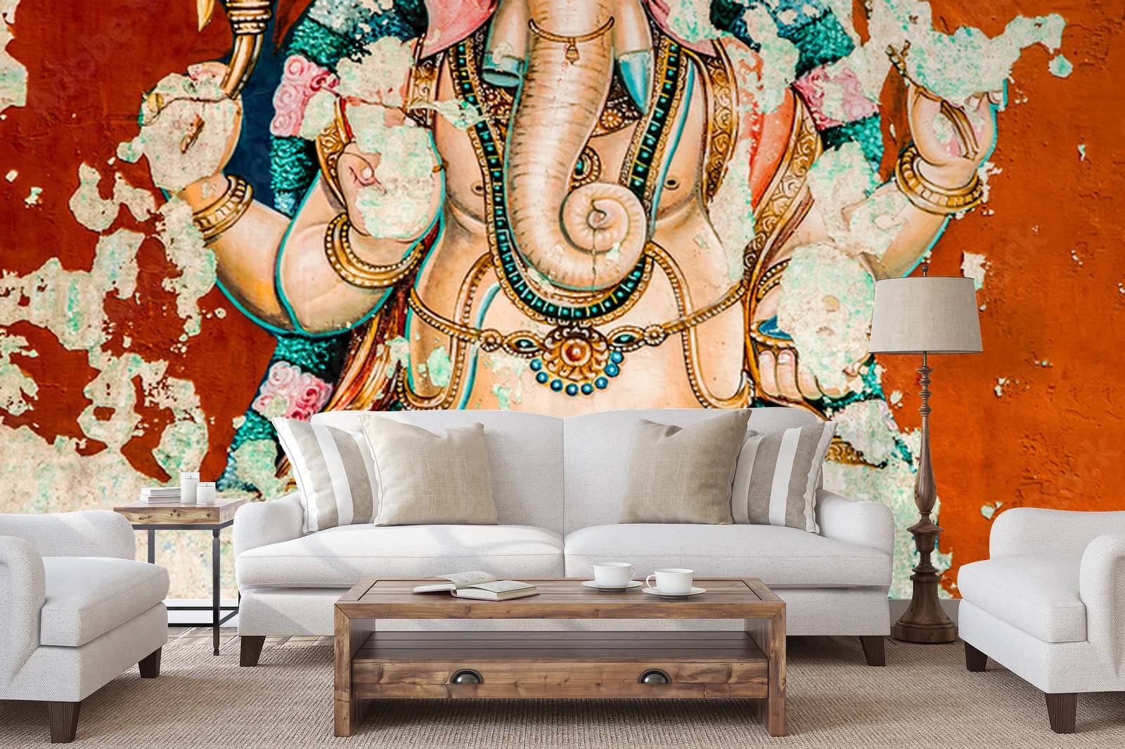 Mistyczne freski Ganesh w ciepłych odcieniach