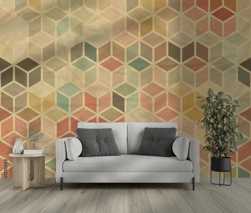 Retro geometryczne harmonijne motywy w stonowanych barwach