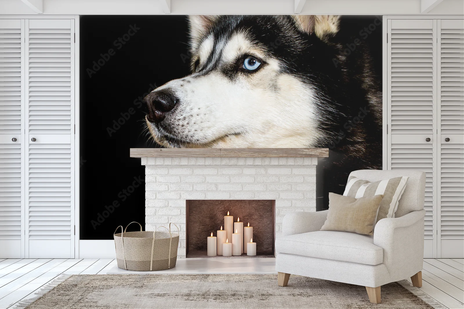 Siberian Husky w zjawiskowej scenerii nocnej