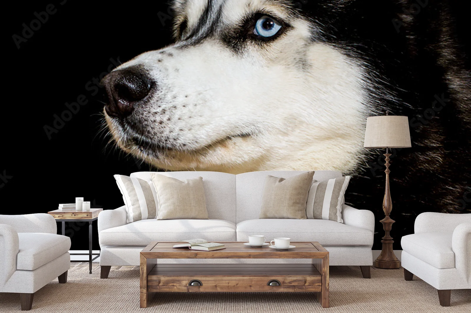 Siberian Husky w zjawiskowej scenerii nocnej