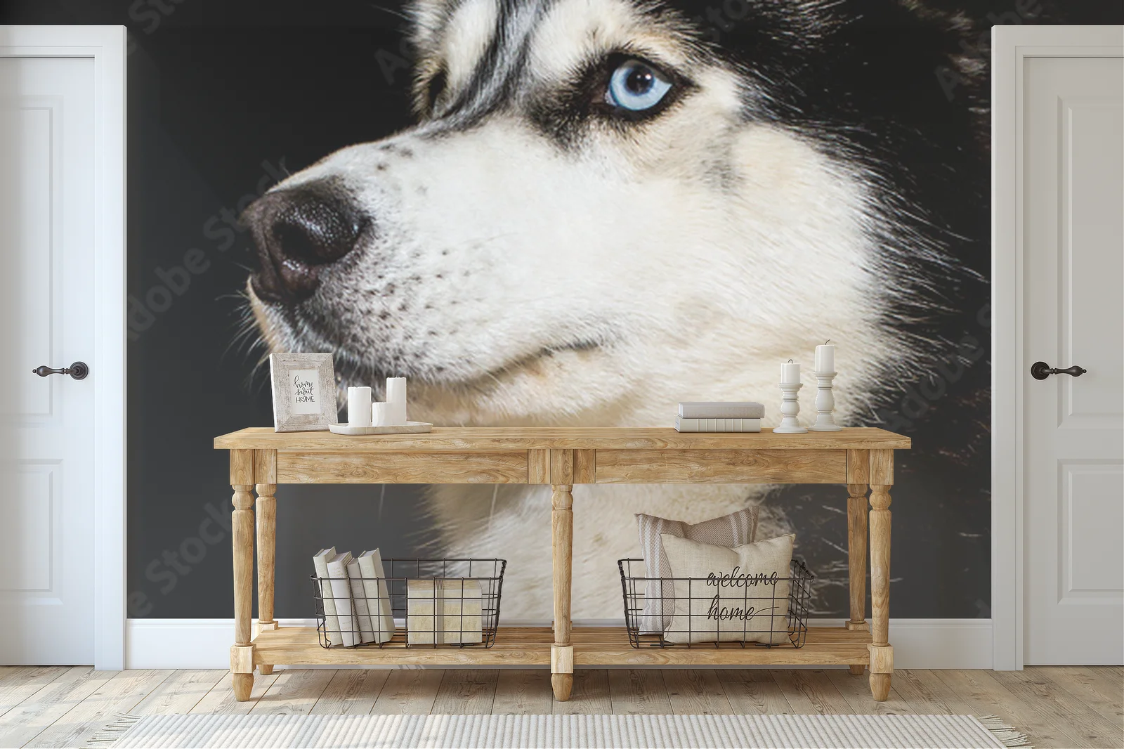 Siberian Husky w zjawiskowej scenerii nocnej