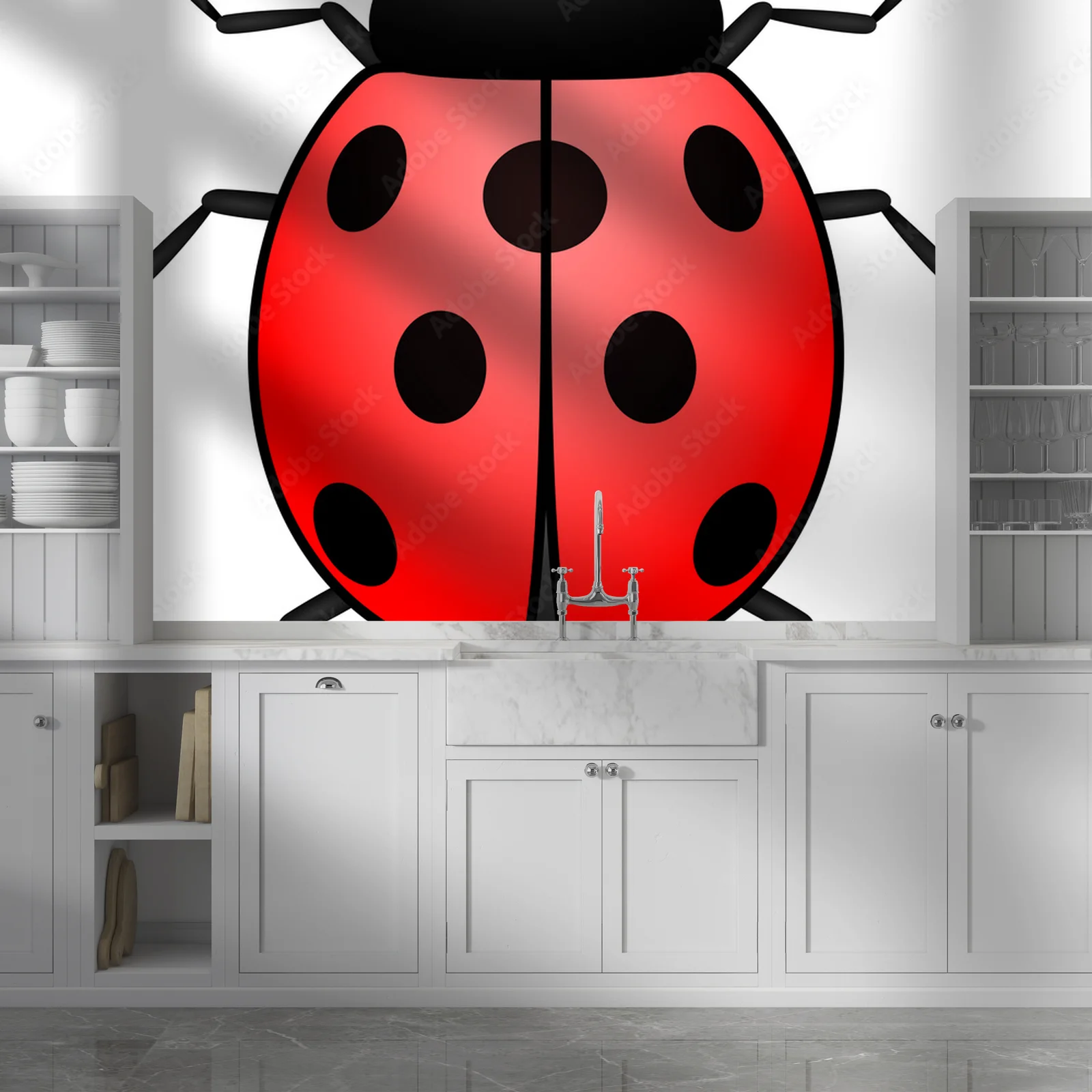 Karciana ilustracja z motywem biedronki