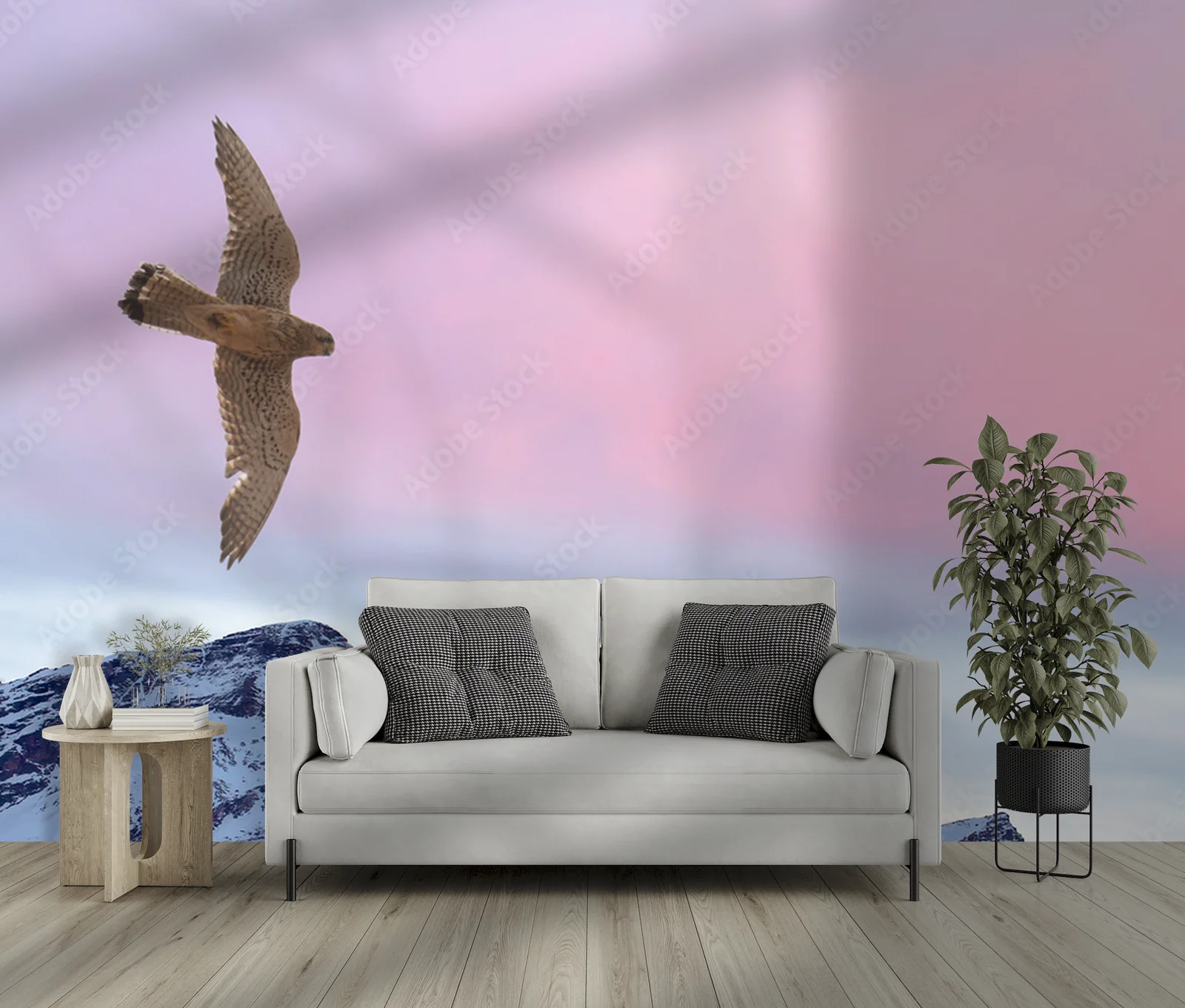 Peregrine Falcon w malowniczym górskim pejzażu