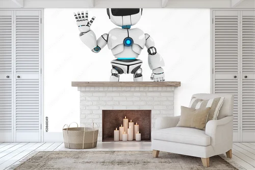 Zapraszający robot w delikatnej bieli