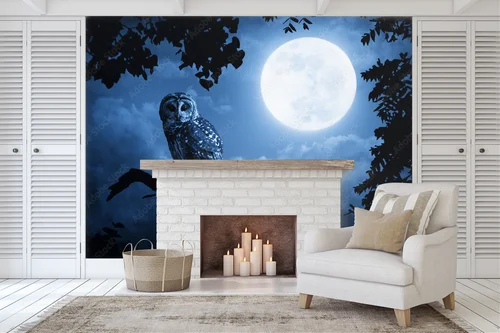 Mroczne sowy w blasku księżyca na Halloween