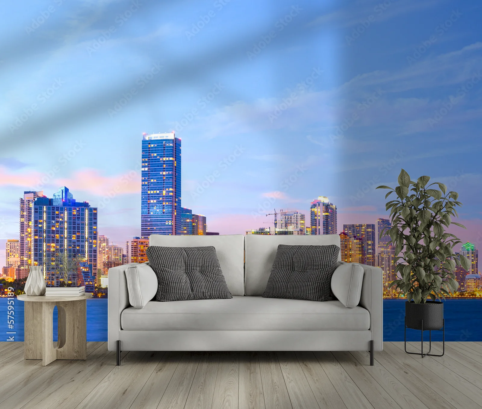 Kolorowa panorama Miami nocą pełna magii