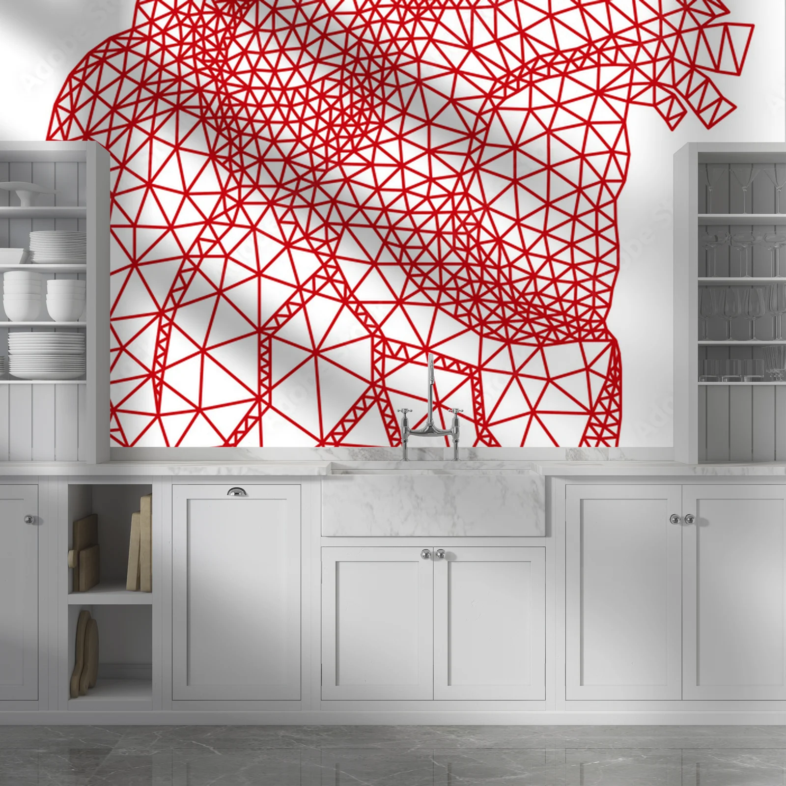 Stylowy projekt z geometrycznym sercem w czerwieni