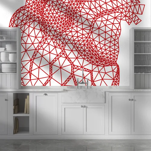 Stylowy projekt z geometrycznym sercem w czerwieni