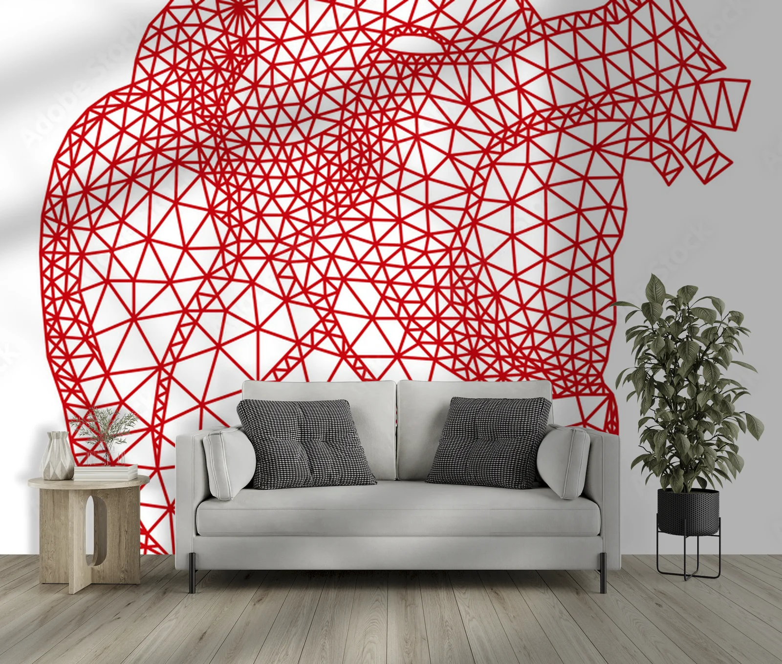 Stylowy projekt z geometrycznym sercem w czerwieni