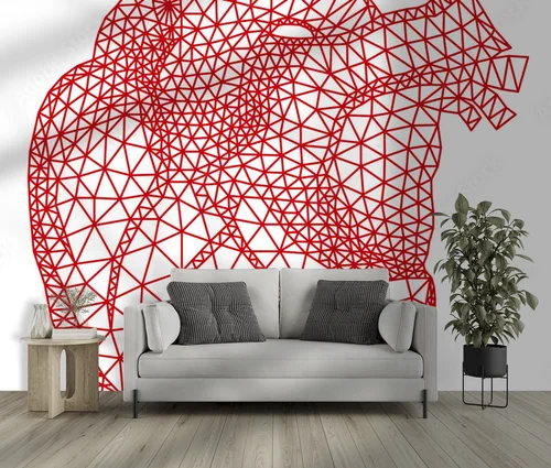 Stylowy projekt z geometrycznym sercem w czerwieni