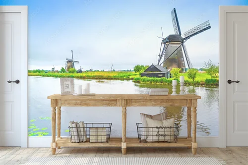 Sielankowy pejzaż Kinderdijk w delikatnych odcieniach