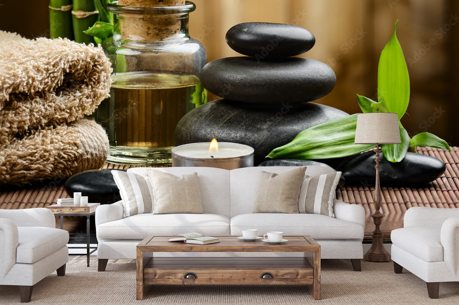 Relaksująca kompozycja zen w naturalnych odcieniach
