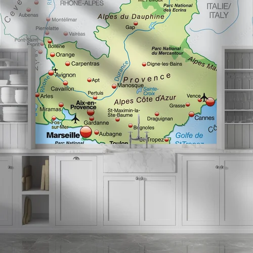 Pastelowa mapa Provence-Alpes-Côte-d-Azur