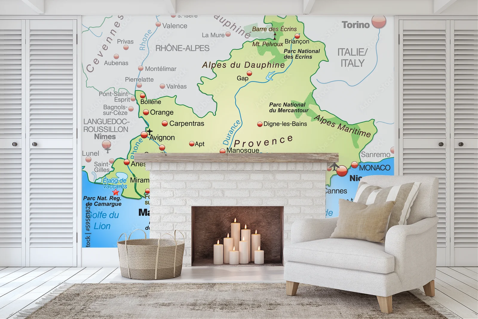 Pastelowa mapa Provence-Alpes-Côte-d-Azur