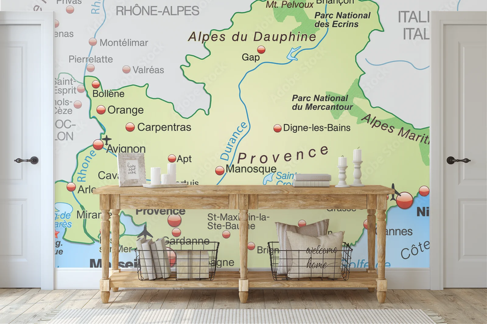 Pastelowa mapa Provence-Alpes-Côte-d-Azur
