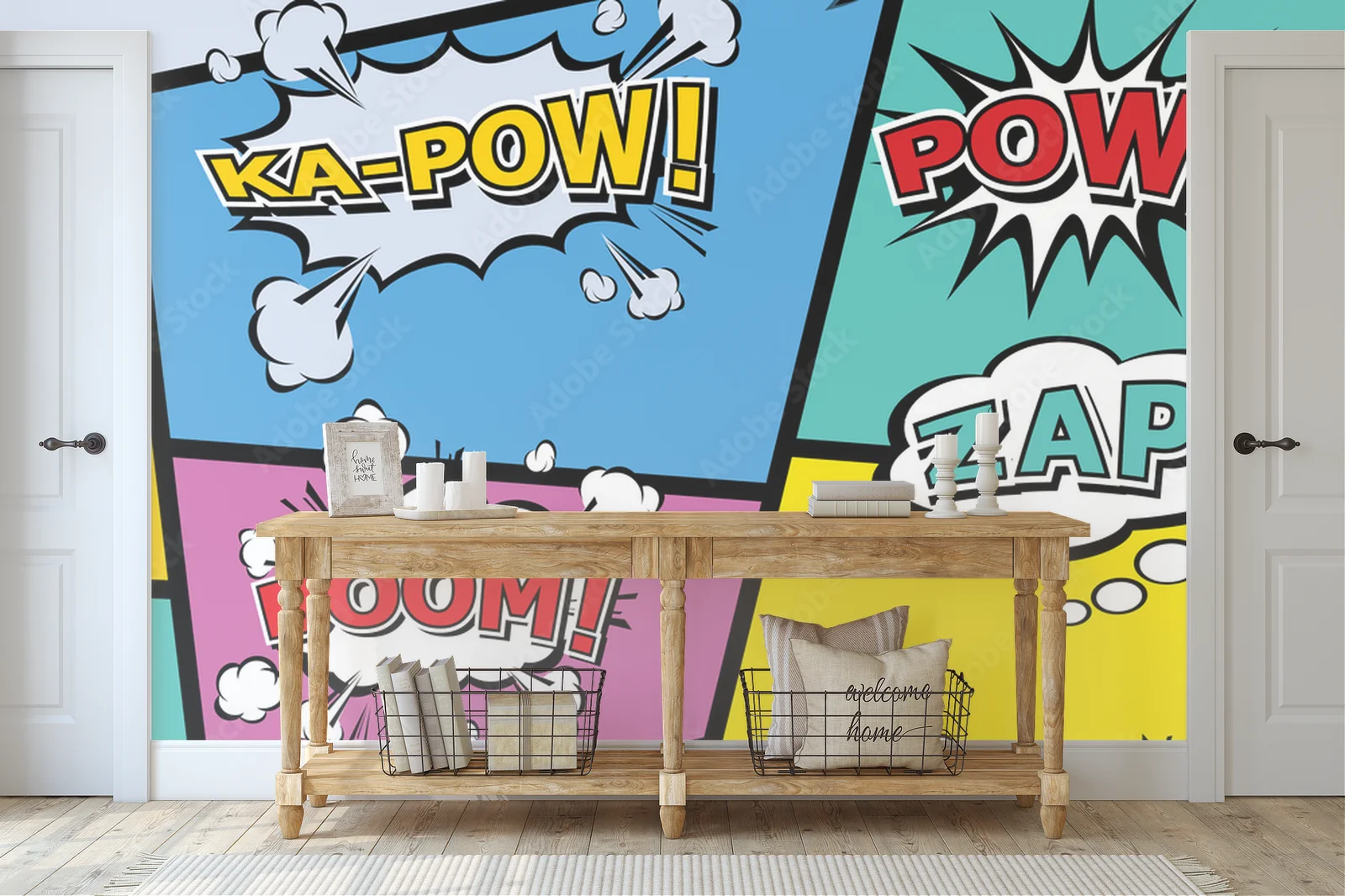 Pop-artowa kompozycja pełna humoru i kolorów
