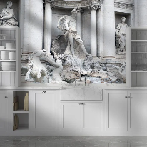Urok Trevi Fountain w delikatnych odcieniach szarości