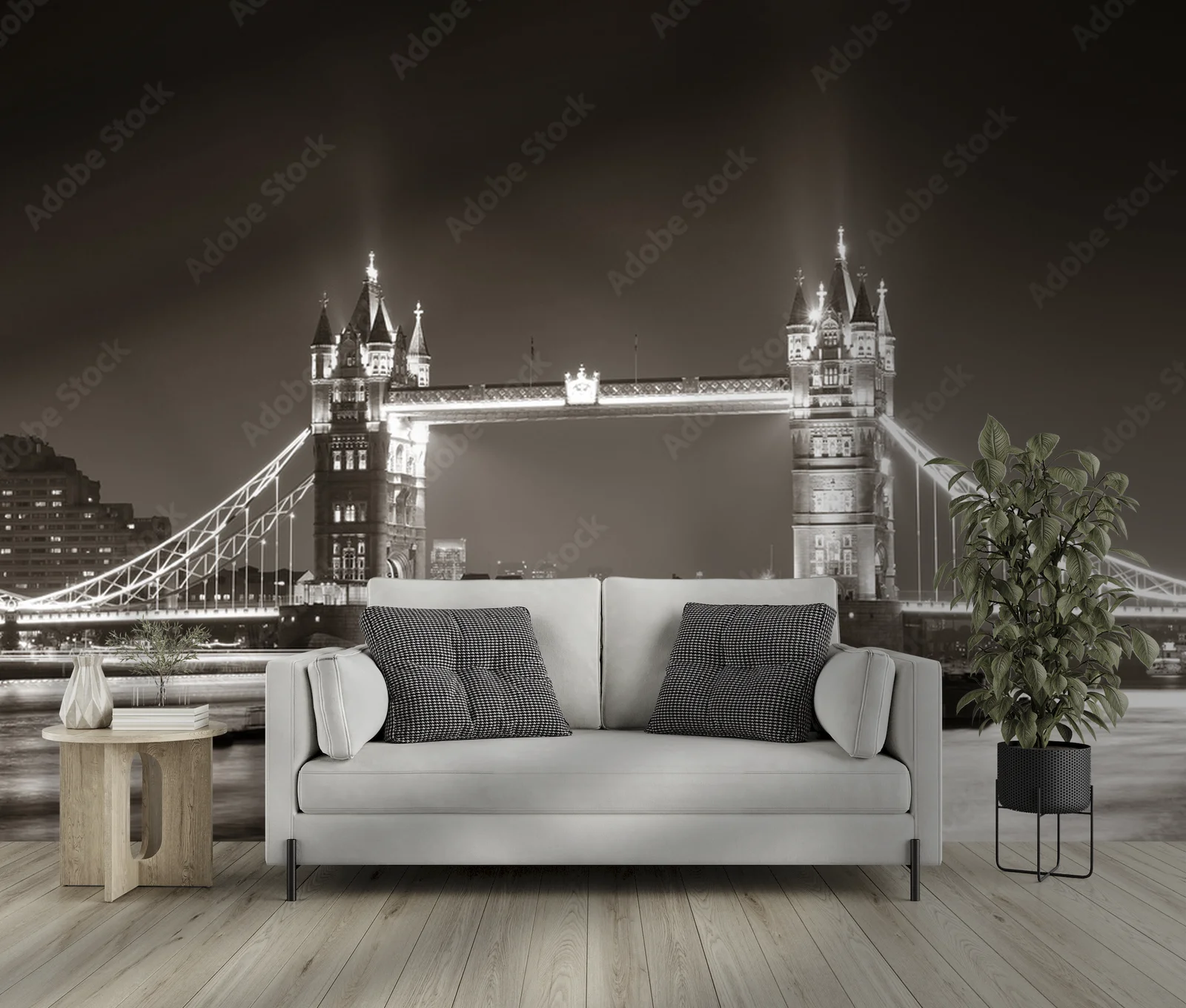 Wieczorny urok Tower Bridge w czerni i bieli
