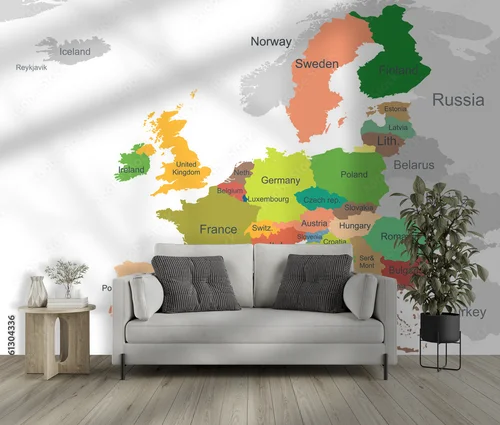 Elegancka mapa Europy w harmonijnych odcieniach