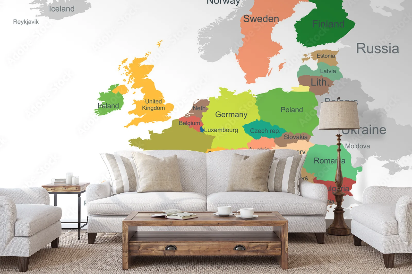 Elegancka mapa Europy w harmonijnych odcieniach