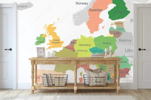 Elegancka mapa Europy w harmonijnych odcieniach