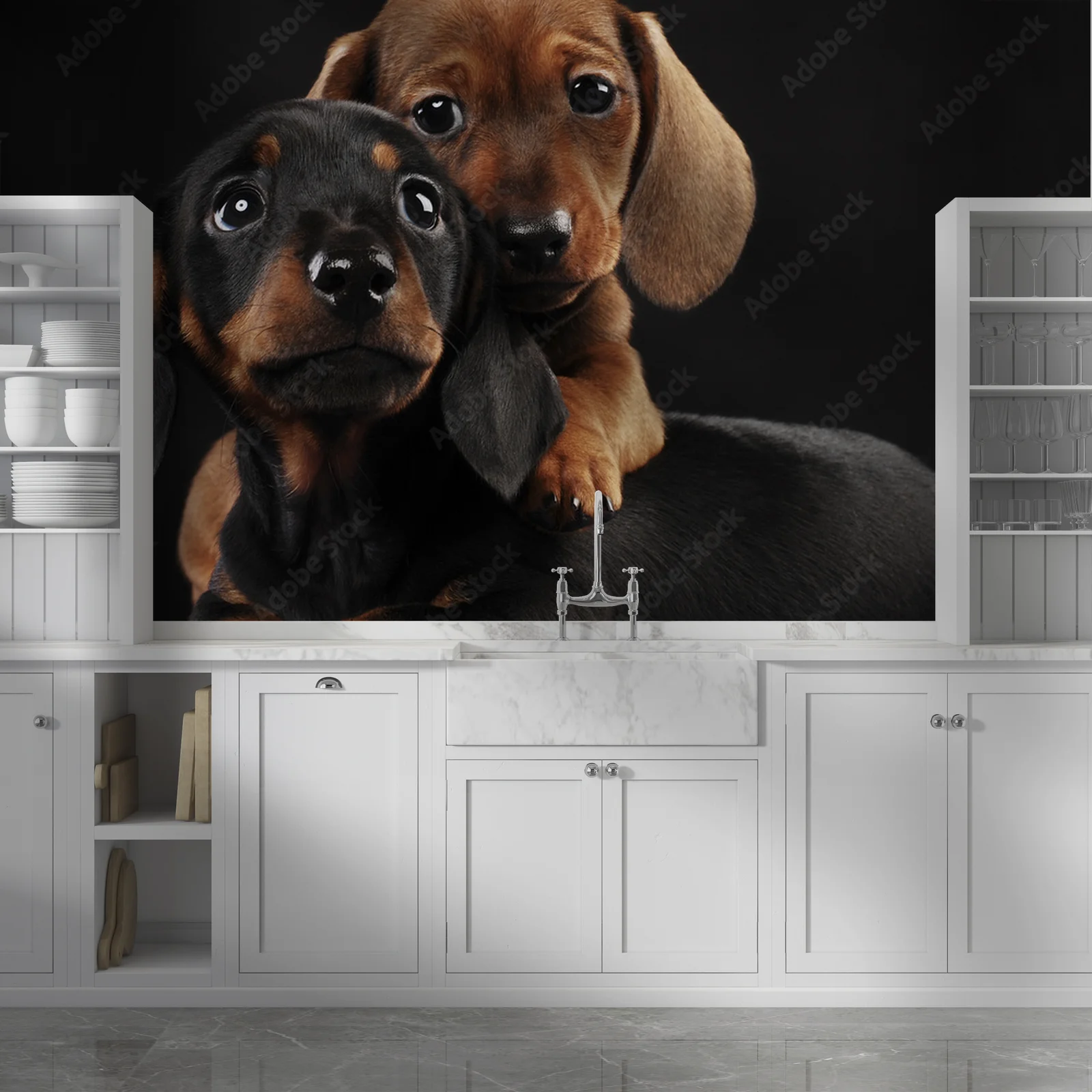 Urocze szczenięta dachshunda w tajemniczej czerni