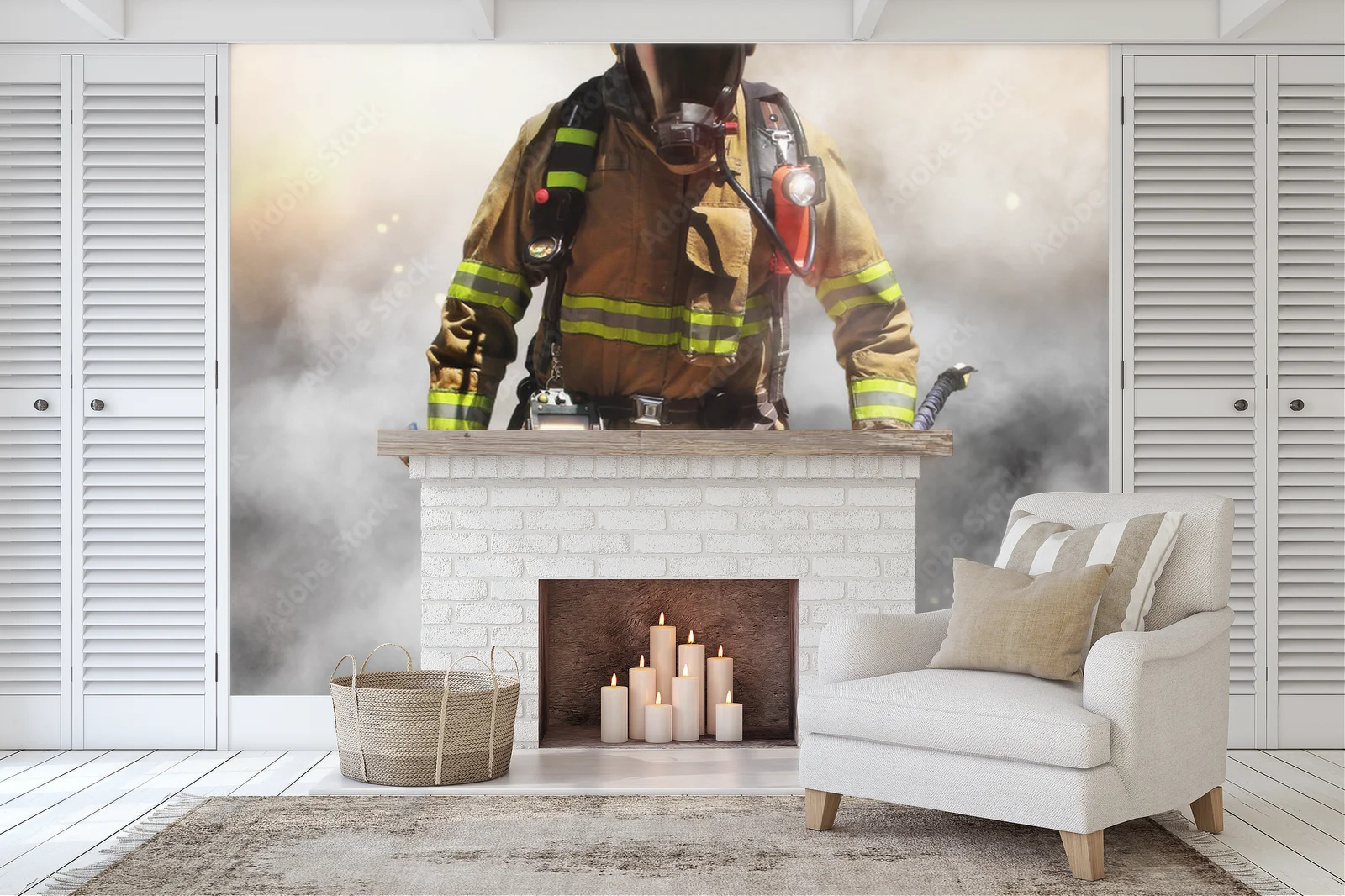 Brave Firefighter in a Smoky Embrace