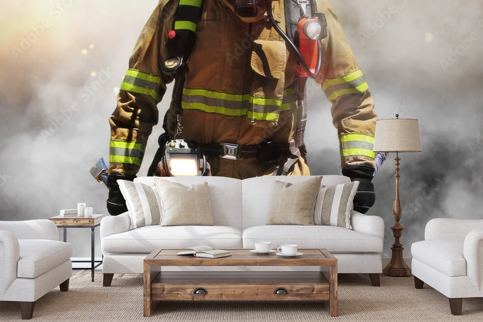 Brave Firefighter in a Smoky Embrace