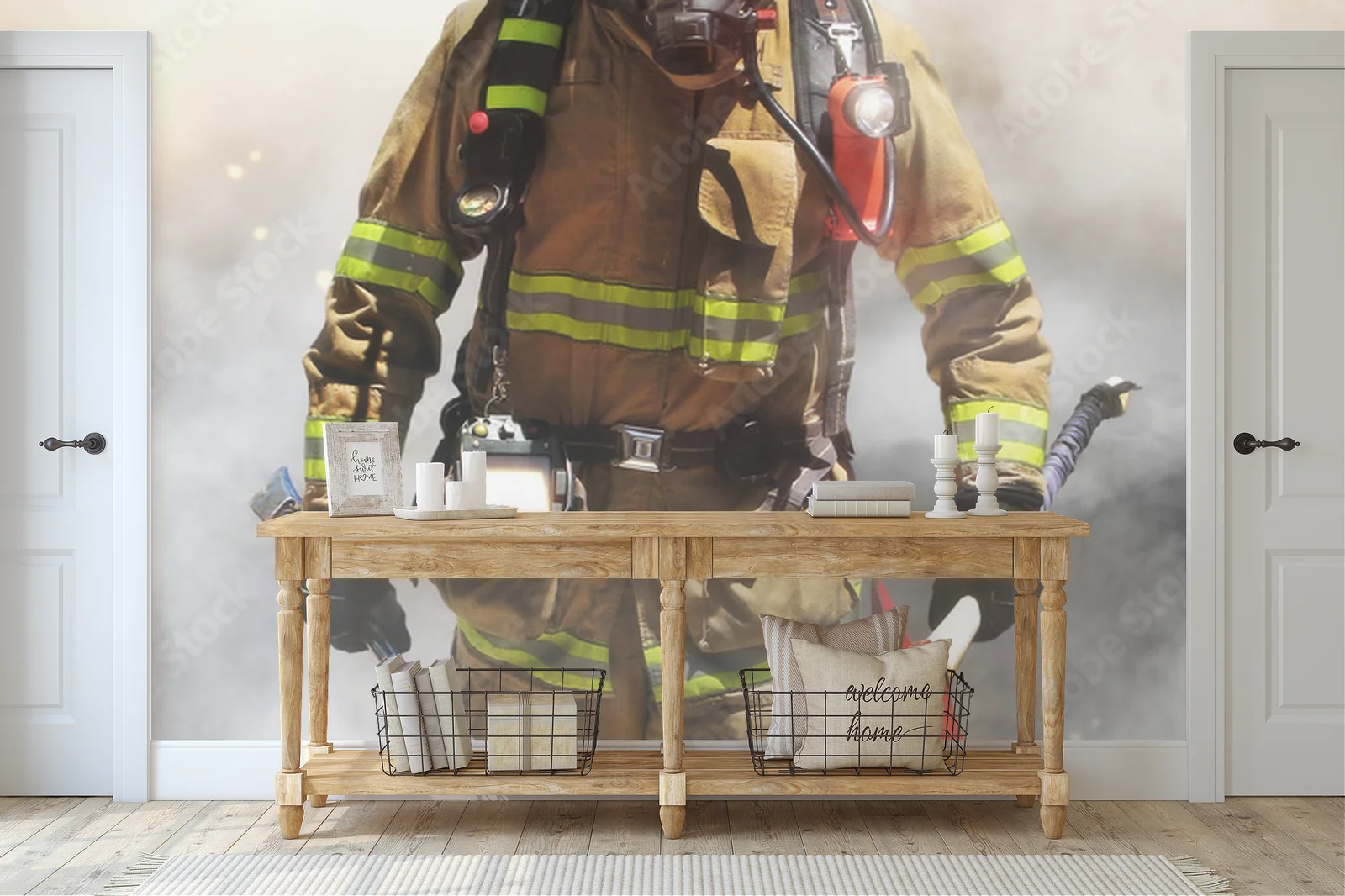 Brave Firefighter in a Smoky Embrace