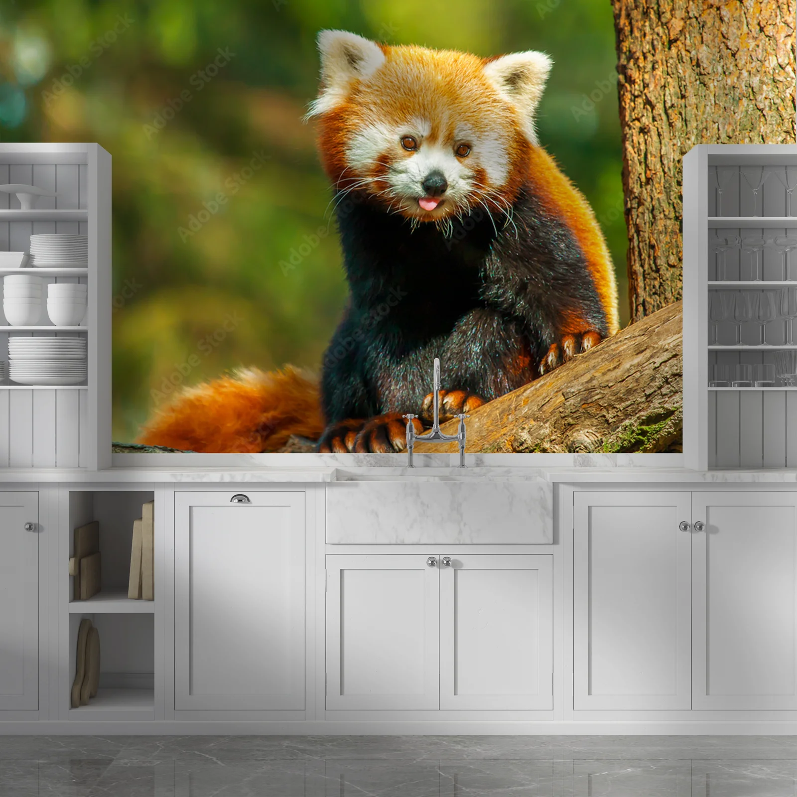 Uroczy red panda w głębi leśnych barw