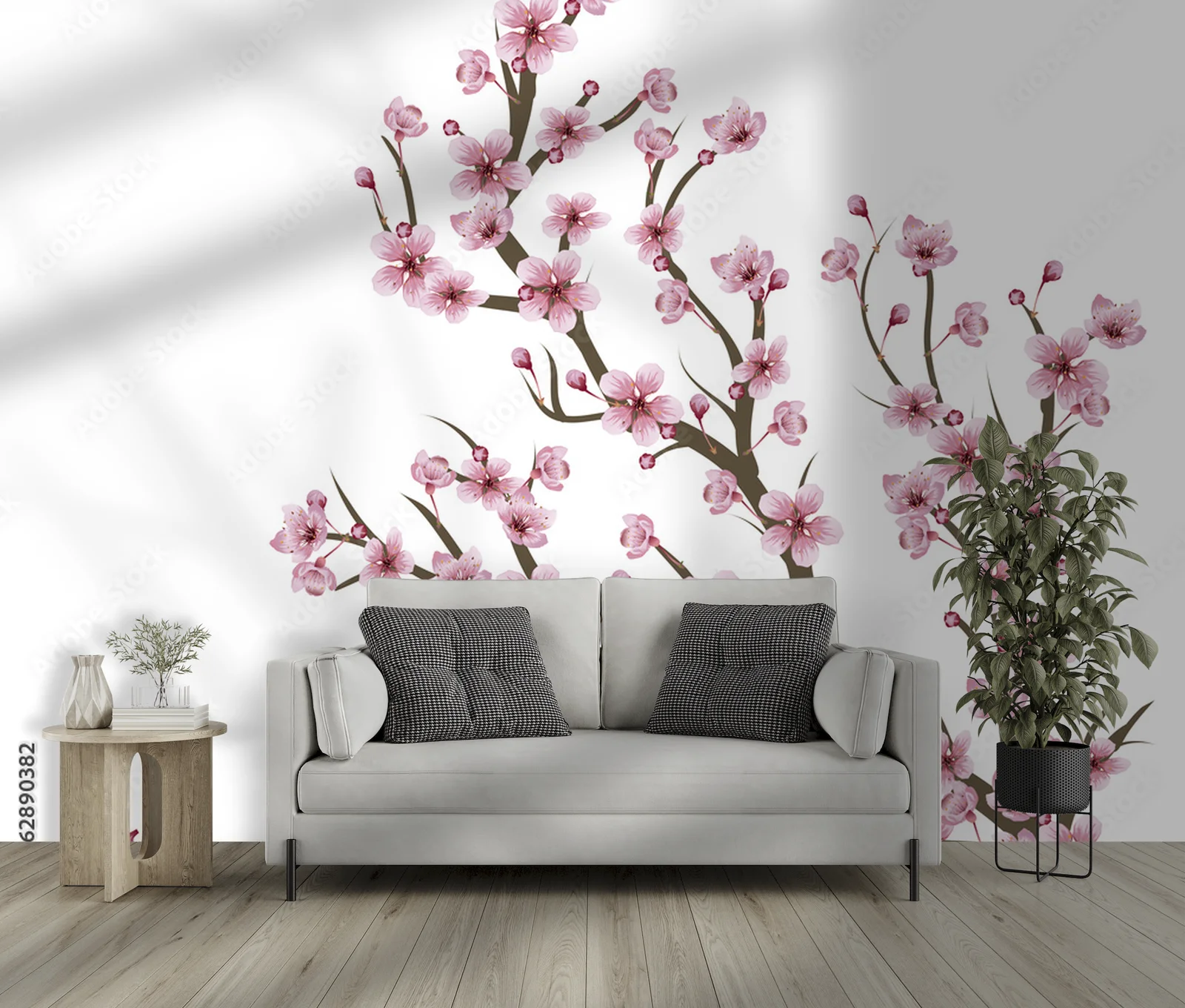 Ravishing Cherry Blossom Branch in White Hues