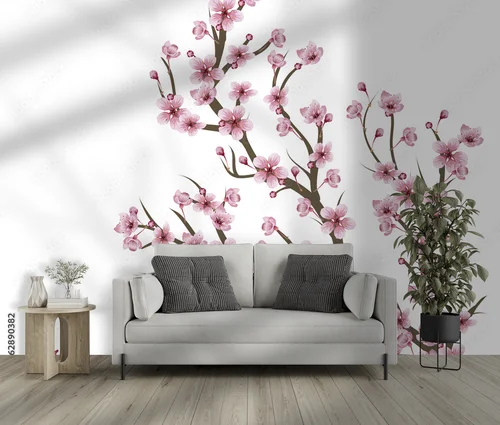 Ravishing Cherry Blossom Branch in White Hues