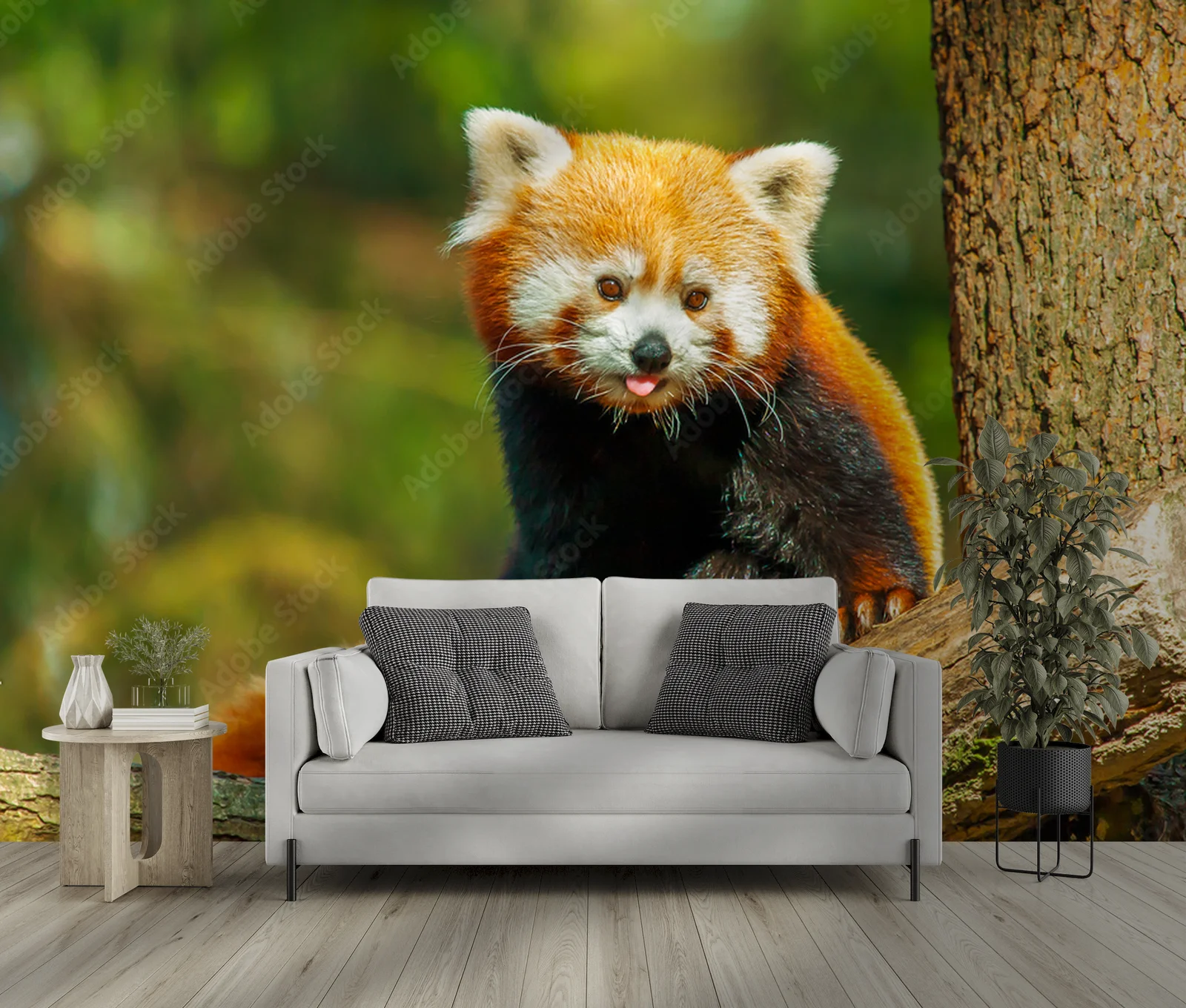 Uroczy red panda w głębi leśnych barw