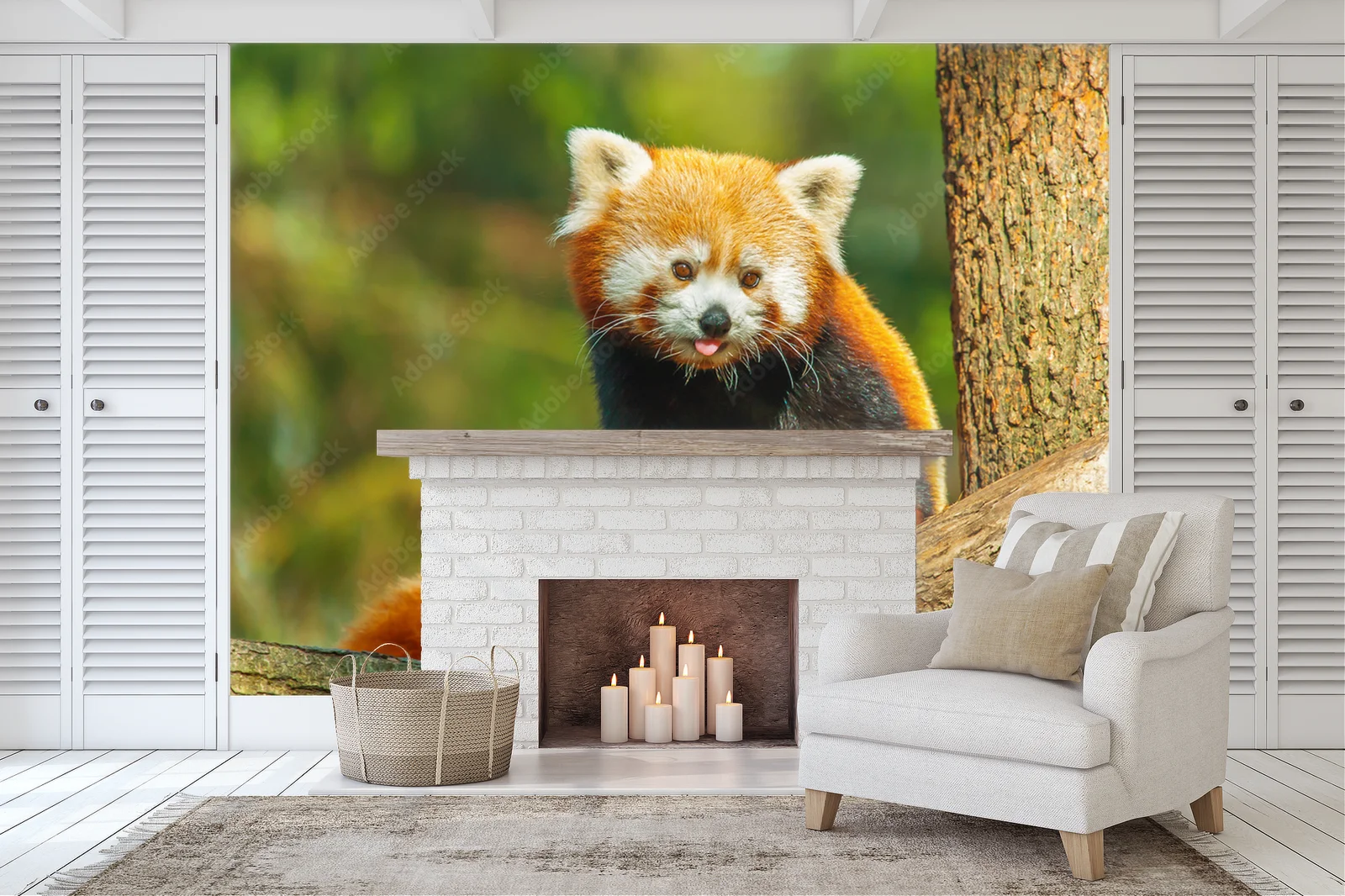 Uroczy red panda w głębi leśnych barw