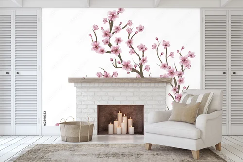 Ravishing Cherry Blossom Branch in White Hues