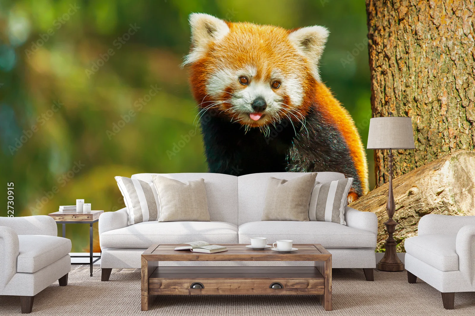 Uroczy red panda w głębi leśnych barw