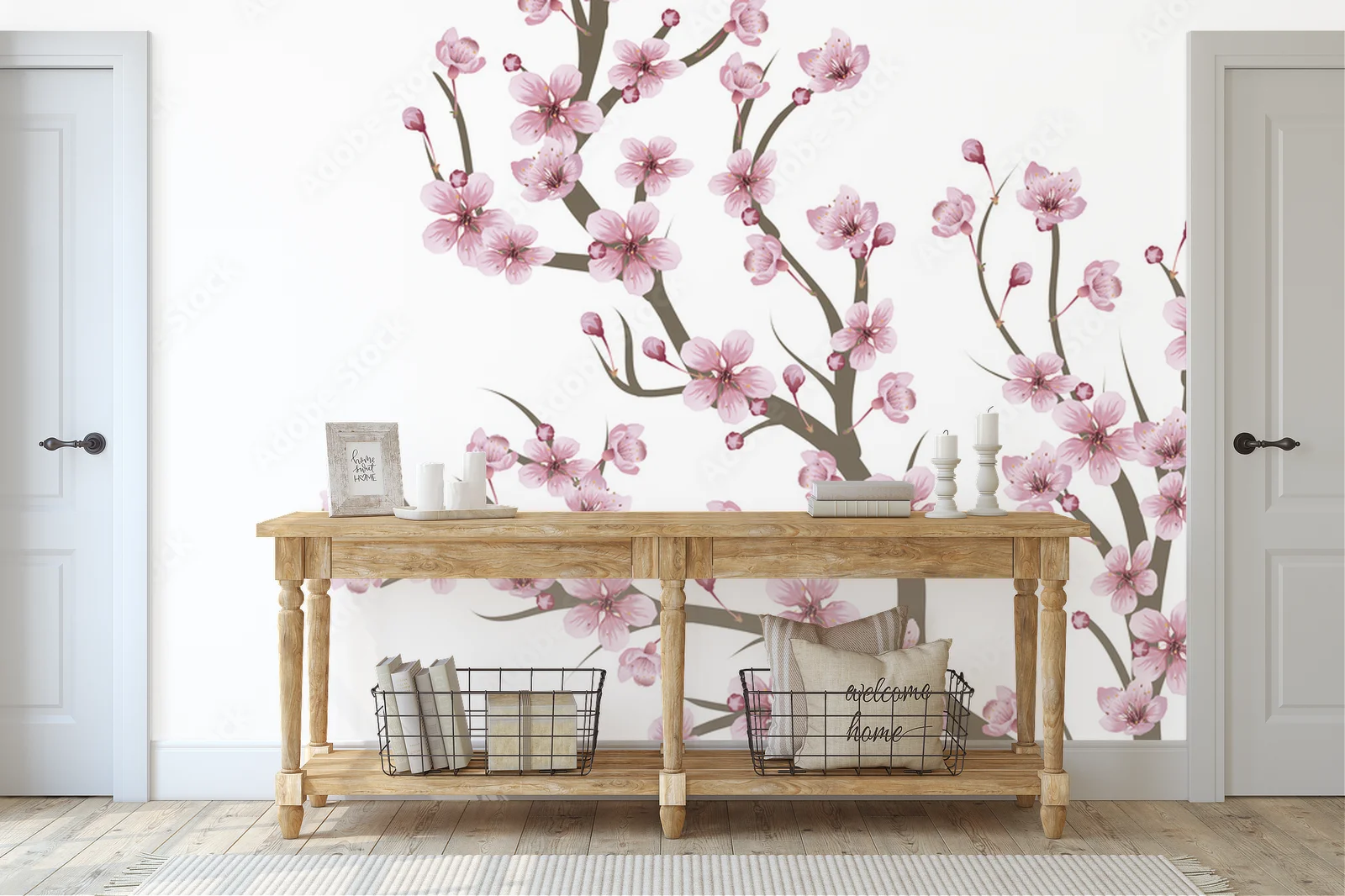Ravishing Cherry Blossom Branch in White Hues