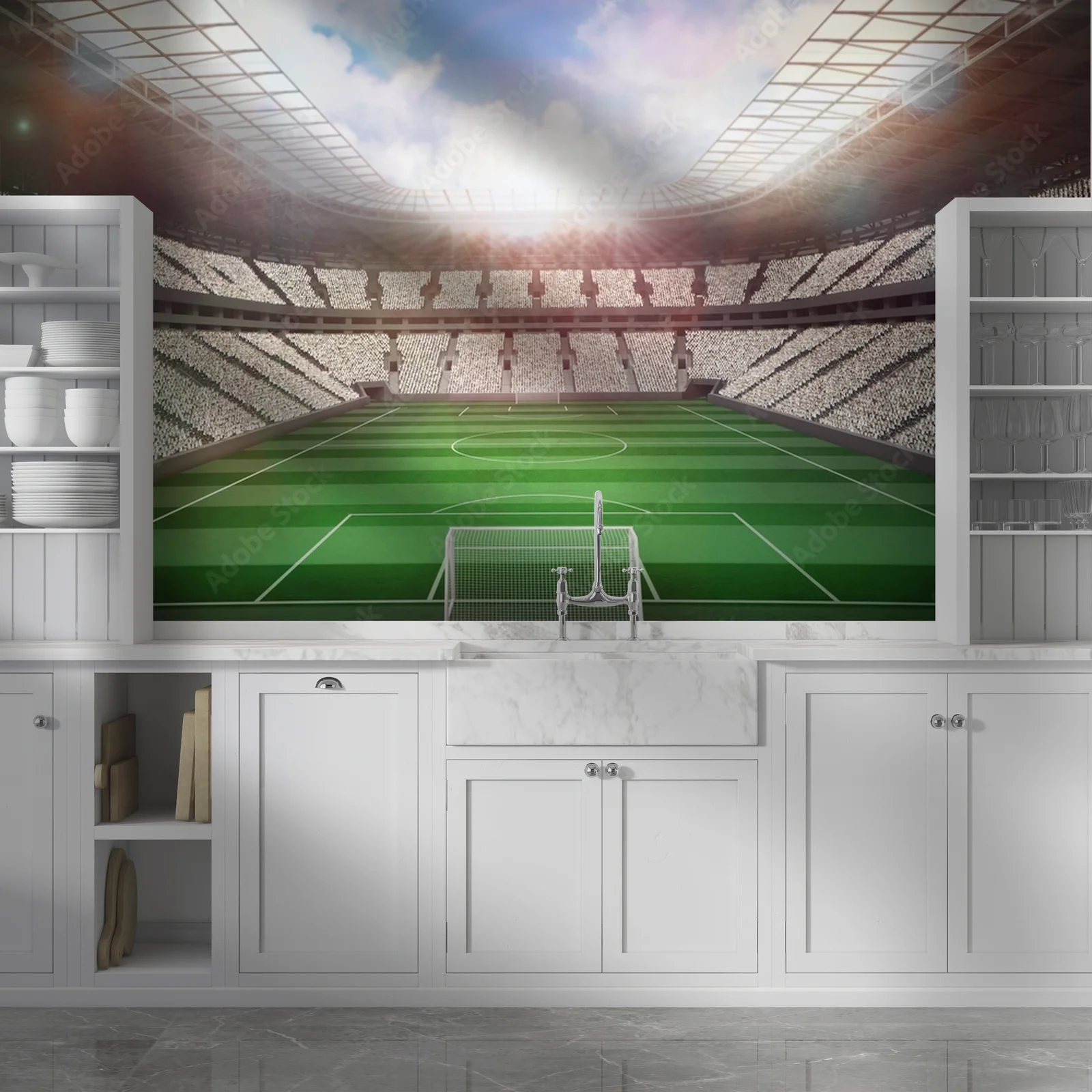 Zachwycający stadion piłkarski z entuzjastycznymi kibicami
