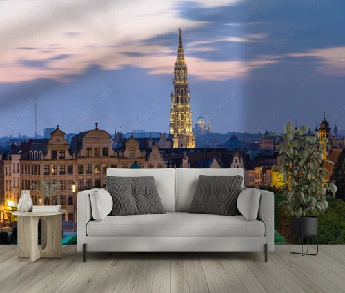 Urzekająca panorama Brukseli w niebieskiej tonacji