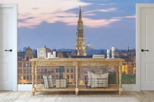Urzekająca panorama Brukseli w niebieskiej tonacji