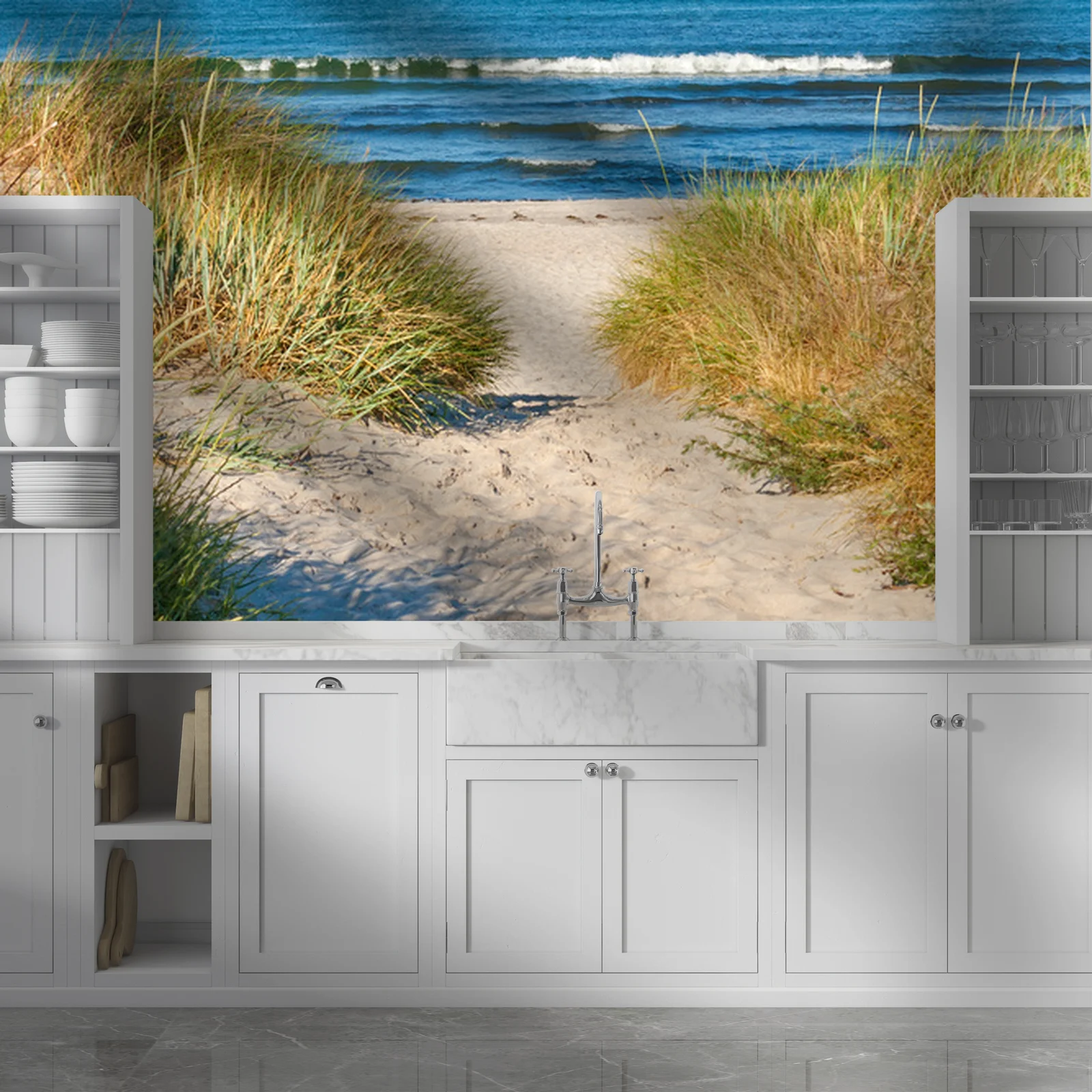 Przytulny dostęp do plaży w pastelowych odcieniach