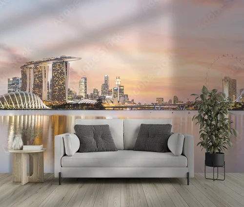 Zachwycająca panorama Singapuru w odcieniach szarości