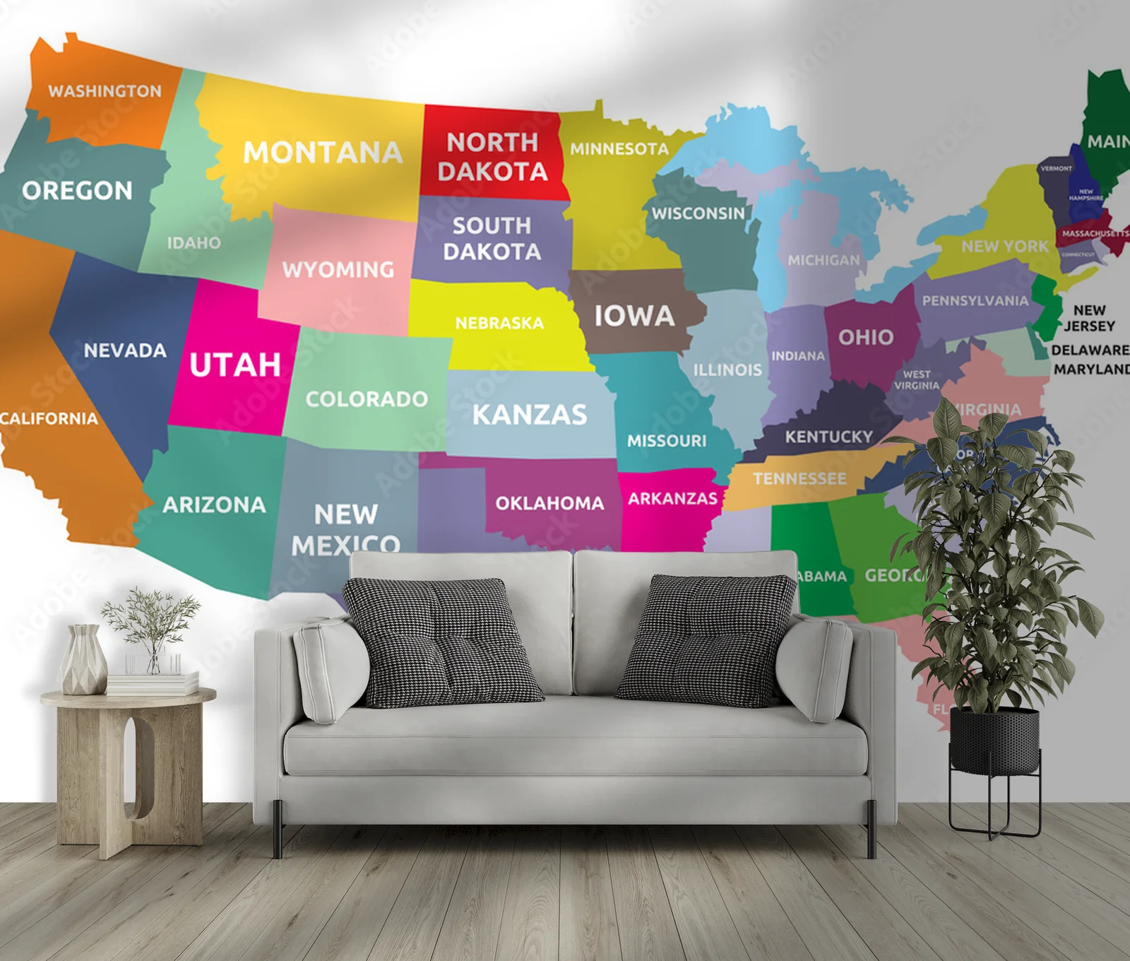 Wspaniała mapa USA w harmonijnych odcieniach